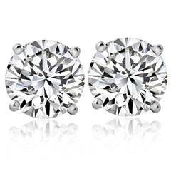 2 1/4 Ct T.W. Round Cut Diamond Studs Lab Grown 14k White Gold