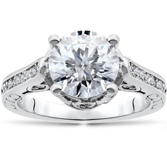 Certified 2 1/3Ct Diamond Engagement Ring 14k White Gold Lab Grown (GH/VS2-SI1)
