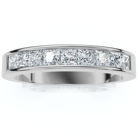 Platinum 5/8ct Princess Cut Diamond Channel Set Wedding Ring