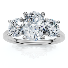 VS 2Ct TW Oval Lab Grown 3-Stone Diamond Engagement Ring in White or Yellow Gold