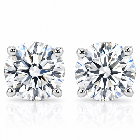 4 Ct T.W. Round Diamond Screw Back Studs 14k White Gold Lab Grown