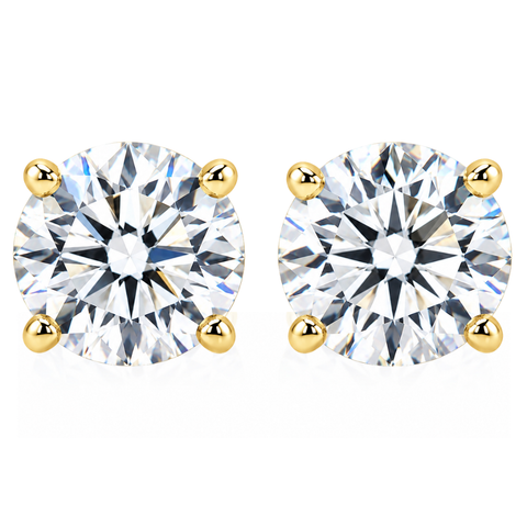 VVS 2 Ct 14k Yellow Gold Moissanite Screw Back Studs 6mm