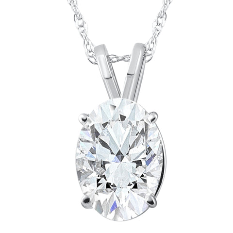 G/VS 2Ct Oval Diamond Solitaire Certified Lab Grown Diamond Pendant Necklace