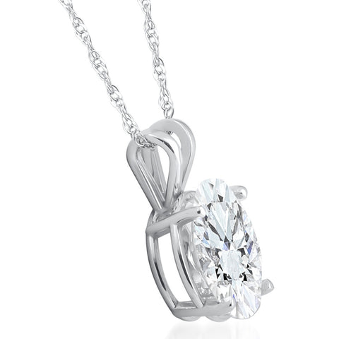 G/VS 2Ct Oval Diamond Solitaire Certified Lab Grown Diamond Pendant Necklace