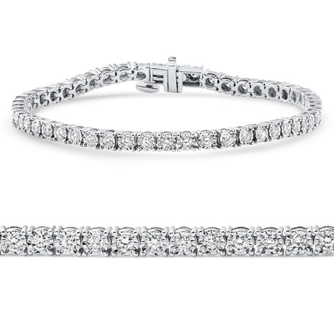 2Ct Diamond Tennis Bracelet 7" Double Lock Clasp Lab Grown 925 Silver