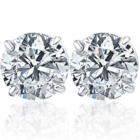 4.25Ct T.W. Round Cut 14k White Diamond Studs Lab Grown Women's Earrings