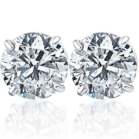 Certified (FG,SI2) 1.10Ct TW 14K White Gold Diamond Stud Earrings