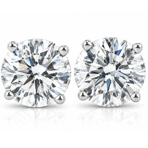 2Ct TW Round Lab Grown Diamond Studs 14K White Gold With Screw Backs (GH/VS2-SI1)