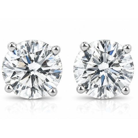 1 1/2 Ct Diamond Screw Back Studs 14k White Gold Lab Grown Eco Friendly