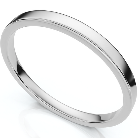 950 Platinum 2mm Flat Comfort Fit Wedding Band Ring