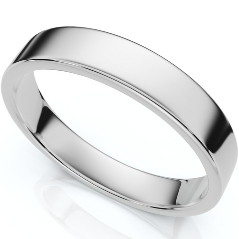 4mm Flat High Polished Wedding Band 10K White Gold