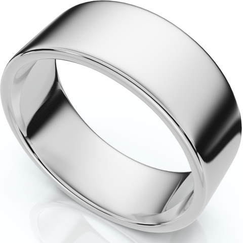 Mens 8mm Flat 950 Platinum Comfort Wedding Ring Band