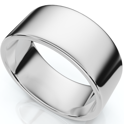 Flat High Polished 9MM Mens Wedding Band Ring 14K White Gold