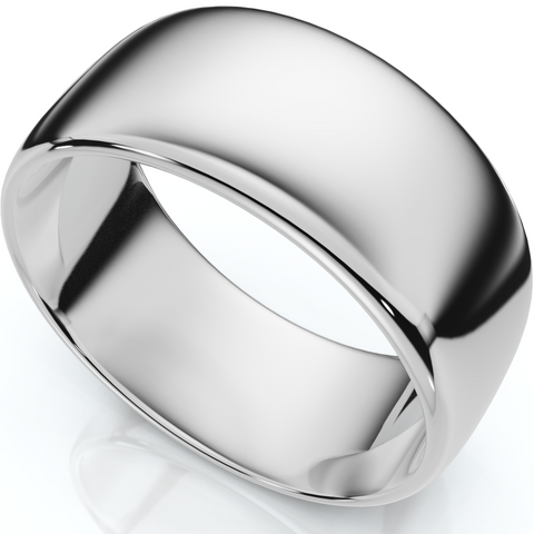 High Polished 9MM Dome Mens Wedding Band Ring Solid 10K White Gold