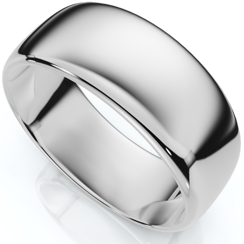 8mm Dome High Polished Wedding Band 10K White Gold