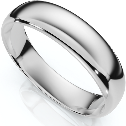 5mm Dome High Polished Wedding Band 14K White Gold