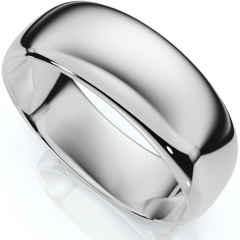 High Polished 7MM Dome Men's or Women's Plain Wedding Band Ring  950 Platinum