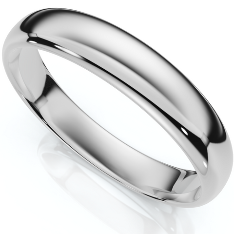 4mm Dome High Polished Wedding Band 10K White Gold