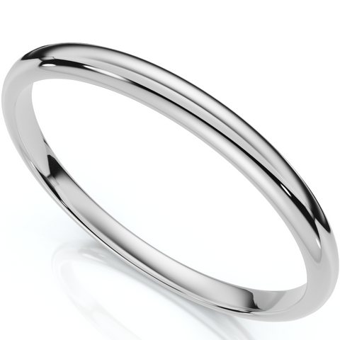 Thin Wire Round Dome 10k Gold High Polished Wedding Band Stackable Ring