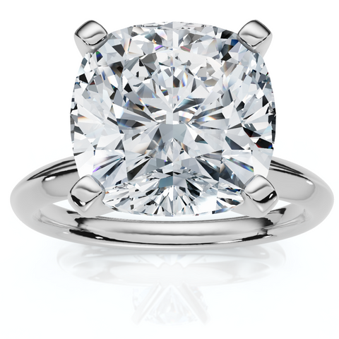 G/VVS 3.30 Ct Cushion Moissanite Solitaire Engagement Ring 14k White Gold