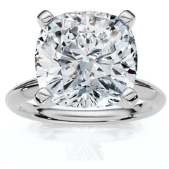 G/VVS 3.30 Ct Cushion Moissanite Solitaire Engagement Ring 14k White Gold
