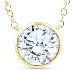 1.88Ct Round Cut Solitaire Diamond Bezel Pendant 14k Yellow Gold Lab Grown