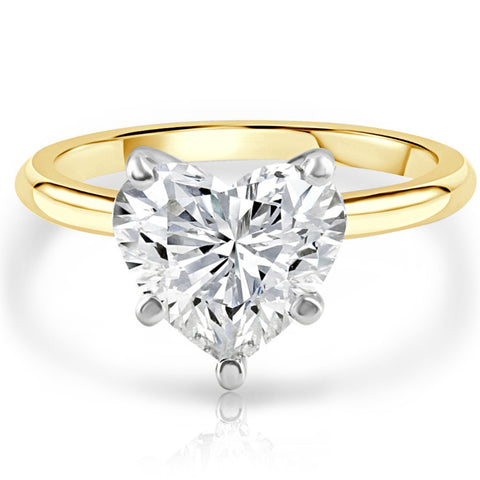 3.06Ct 14k Gold Certified Lab Grown Heart Cut Diamond Engagement Ring (G/SI1)
