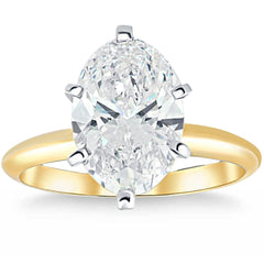 3Ct Oval Certified Diamond 14k Gold Solitaire Engagement Ring Lab Grown (G-H, VS)