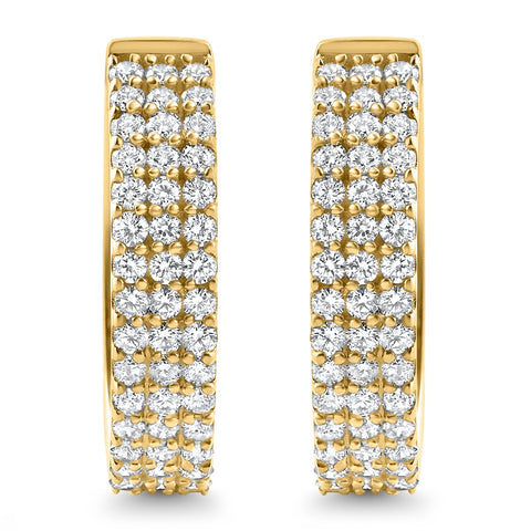 1 Ct Diamond Lab Grown Hoops Women's Earrings 10k Yellow Gold
