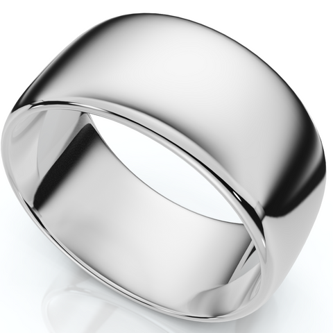 10mm Dome High Polished Wedding Band 14K White Gold