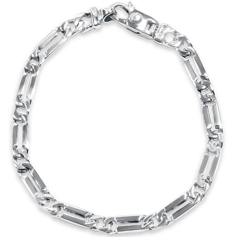 Men's Designer Figaro Link 14k Gold (18gram) or Platinum (29gram) 5.5mm Bracelet 8"