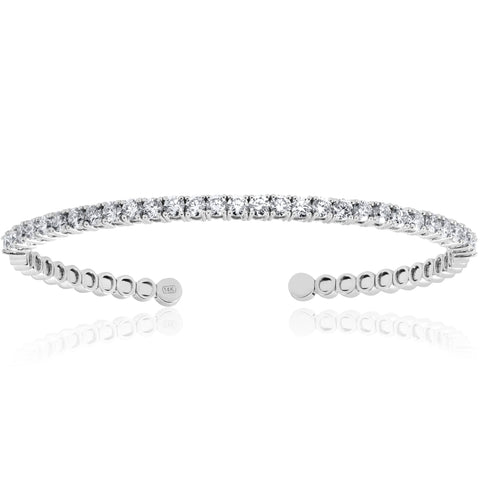 3ct Diamond Bangle Cuff 14k White Gold