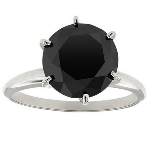 2 ct Treated Black Diamond Solitaire Engagement Ring 14k White Gold