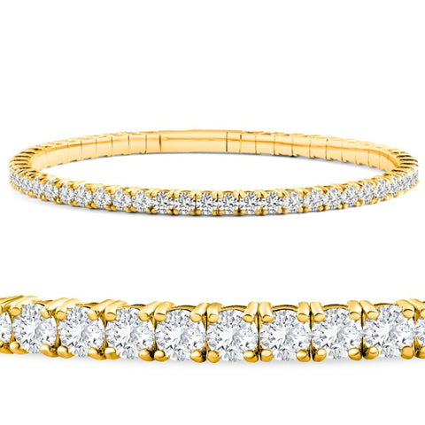 3Ct Flexible Round Cut Diamond Bangle Tennis Bracelet Lab Grown 14k Yellow Gold