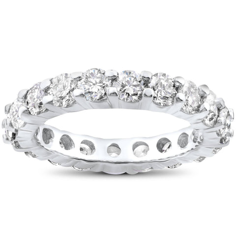 4Ct Round Diamond Eternity Wedding Ring 14K White Gold Womens Anniversary Band