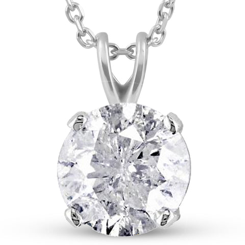 Certified 3Ct I/VS Round Solitaire Diamond Pendant White Gold Necklace Lab Grown