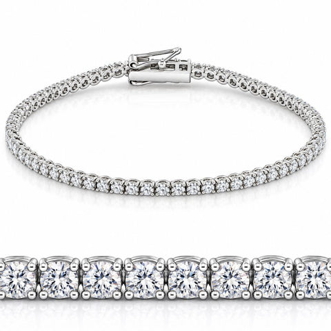 3ct. Round Cut Diamond Tennis Bracelet In 14k White Gold 7"