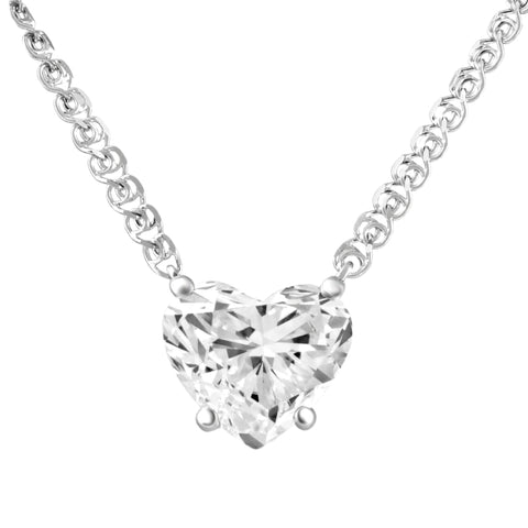 Certified 3Ct Heart Solitaire Diamond Pendant Necklace 14k Gold Lab Grown GH/VS
