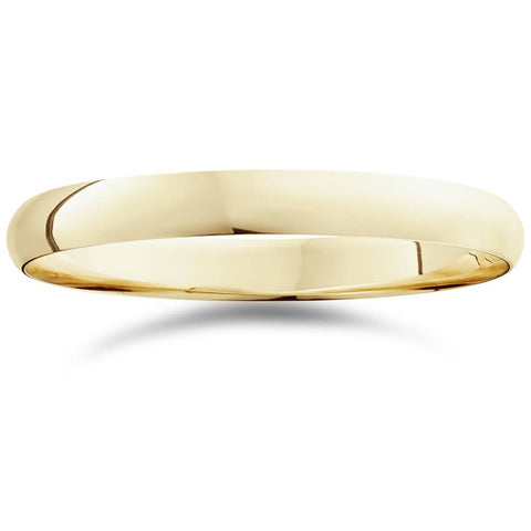 3mm Wide High Polished Dome Wedding Band Solid 14K Yellow Gold Ring