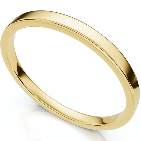 2mm Flat High Polished Wedding Band Solid 14K Yellow Gold Thing