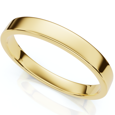 3mm Flat High Polished Wedding Band 14K Rose Gold