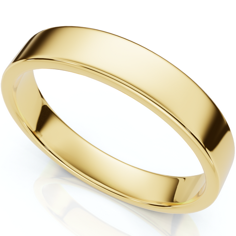 4mm Flat High Polished Wedding Band 10K Yellow Gold
