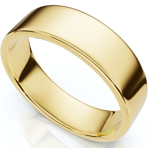 6mm Flat High Polished Wedding Band 10K Yellow Gold