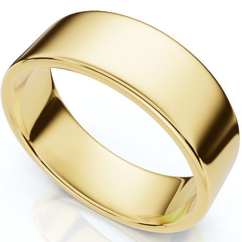 7mm Flat High Polished Wedding Band 14K Yellow Gold