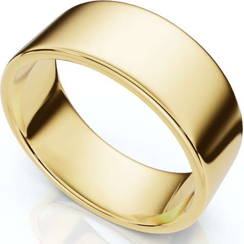 8mm Flat High Polished Wedding Band 10K Yellow Gold