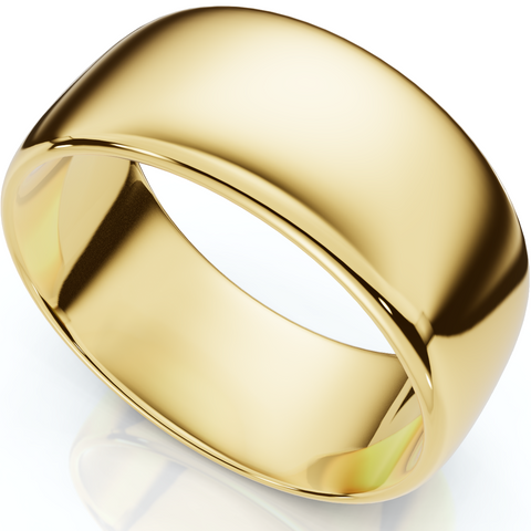 Mens High Polished Comfort Fit Dome 9MM Wedding Band Ring 10K Yellow Gold