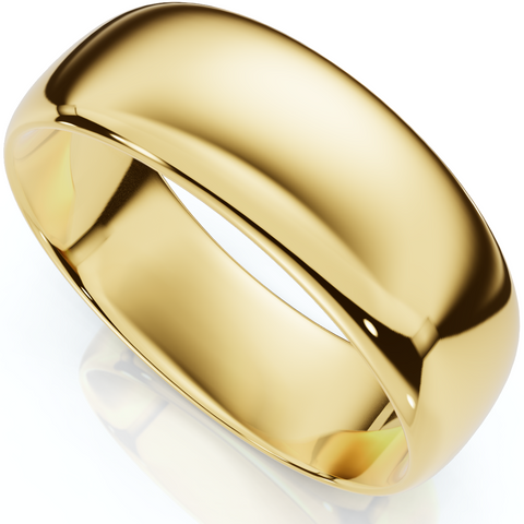 High Polished 7MM Dome Men's Wedding Band Ring Solid 10K Yellow Gold