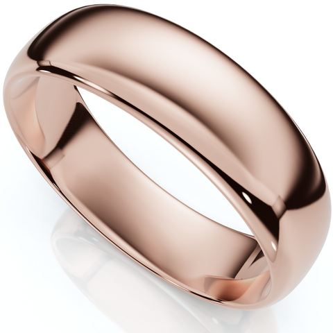 6mm Dome High Polished Wedding Band 10k Rose Gold