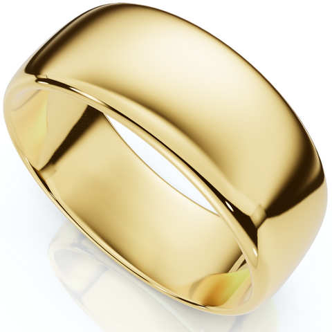 8mm Dome High Polished Wedding Band 10K Yellow Gold