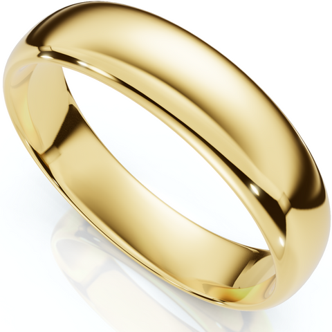 5mm Dome High Polished Wedding Band 14K Yellow Gold